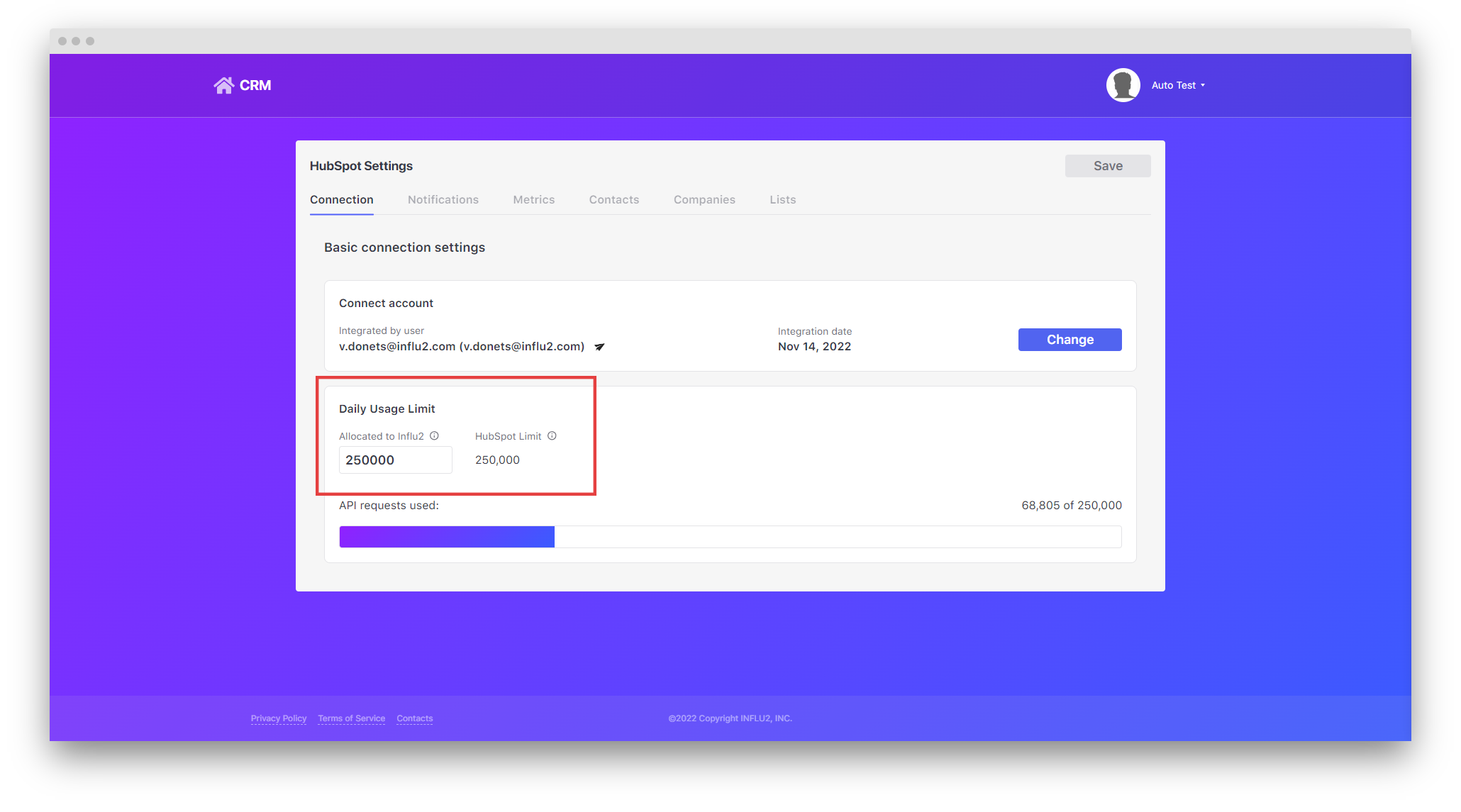 Optimize Influ2 API request usage in HubSpot Influ2